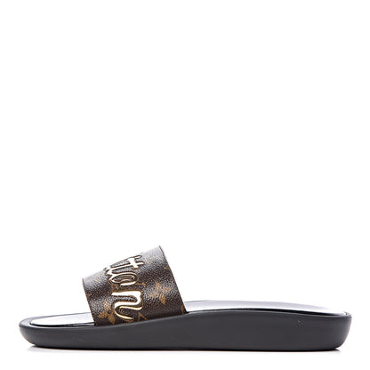 Louis Vuitton Metallic Calfskin Monogram Logo Sunbath Slide Sandals 38 1 of 9