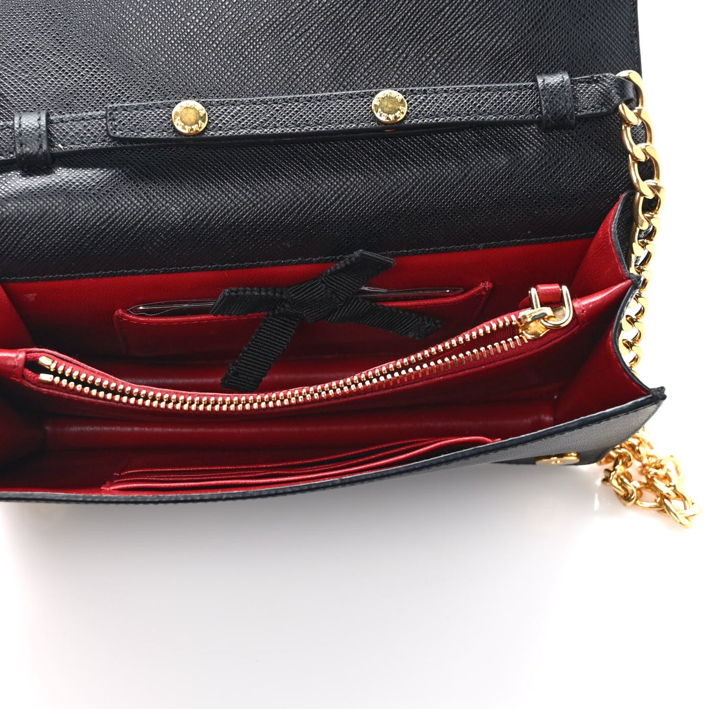 Saffiano Lux Chain Wallet Black