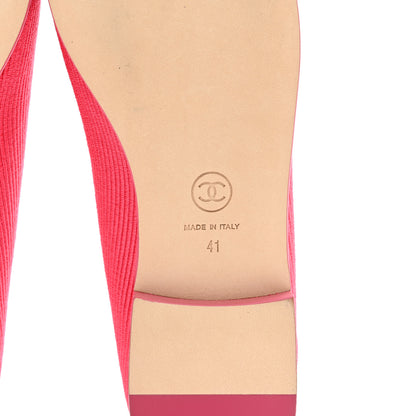 Chanel Embroidered Fabric Cap Toe CC Ballerina Flats 41 Dark Pink 6 of 9