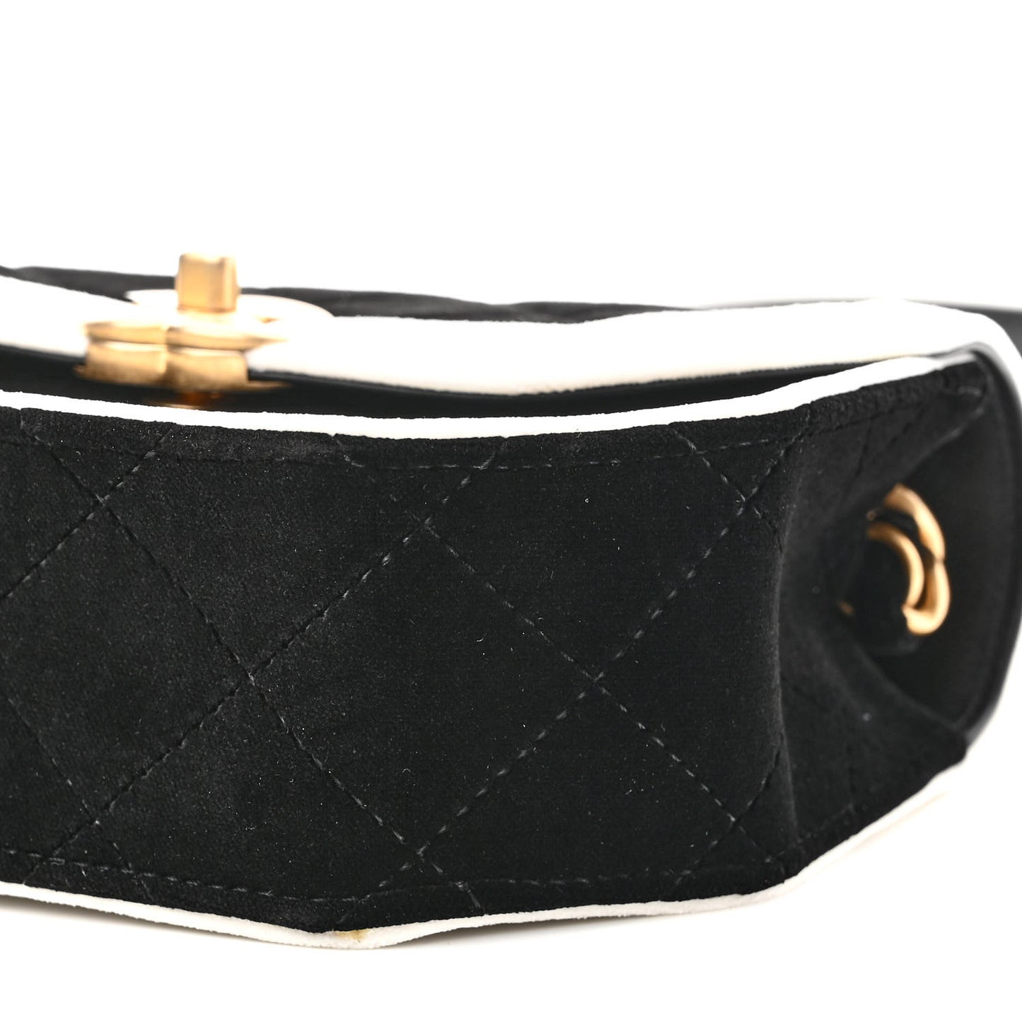Velvet Quilted Mini Place Vendome Flap Black White