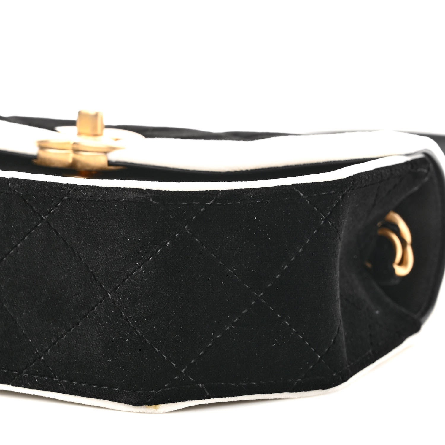 Chanel Velvet Quilted Mini Place Vendome Flap Black White 9 of 10