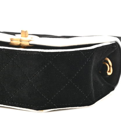 Chanel Velvet Quilted Mini Place Vendome Flap Black White 9 of 10