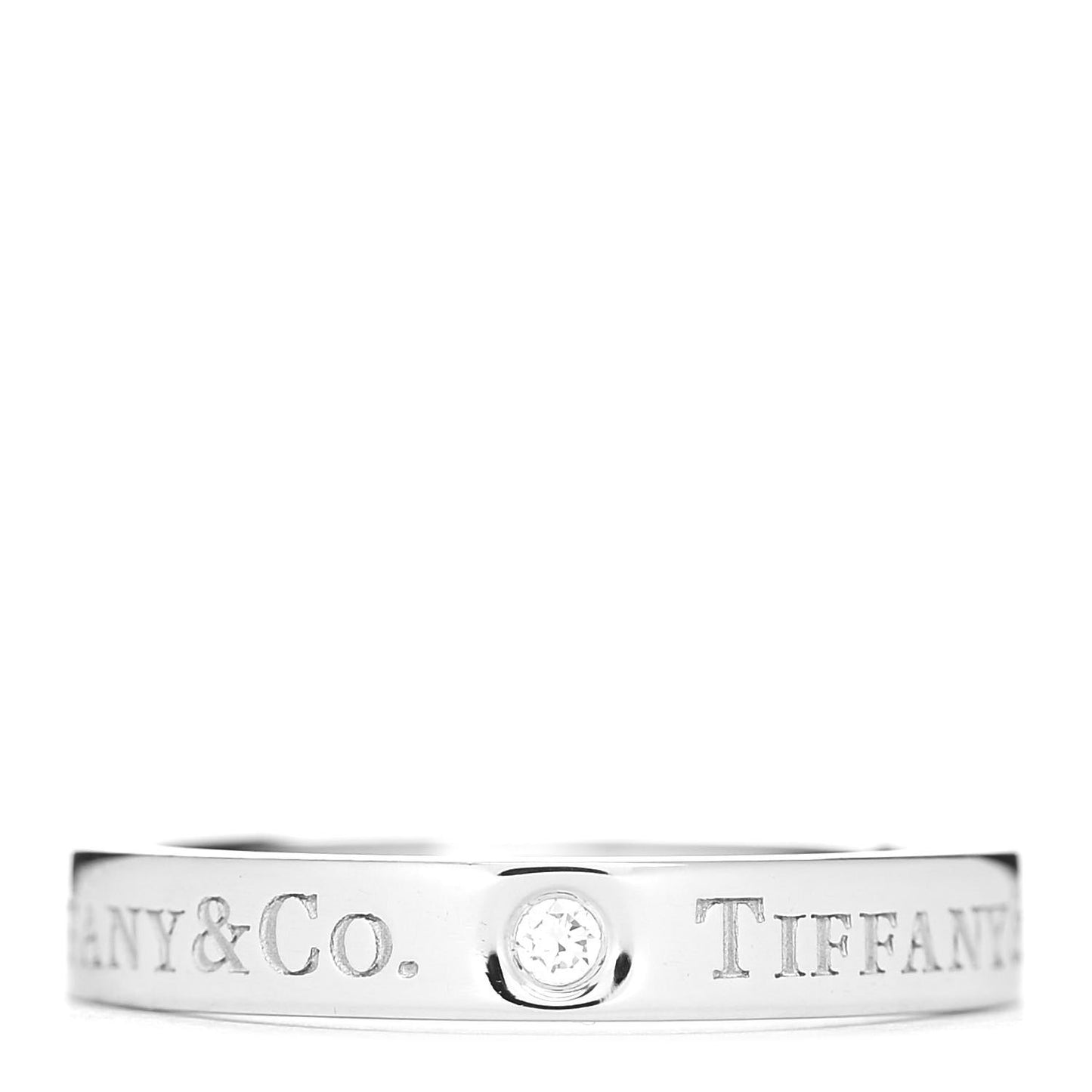 Platinum Diamond Logo Band Ring 49 5
