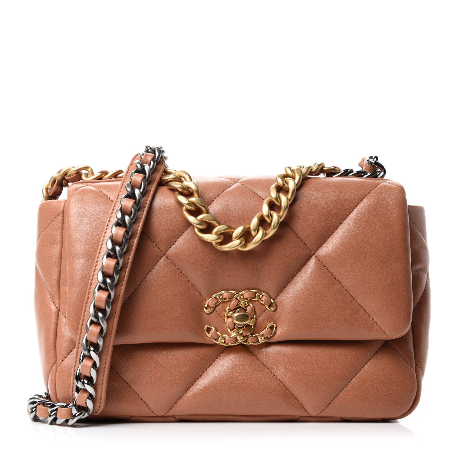 Chanel Lambskin Quilted Medium Chanel 19 Flap Brown 1 of 11