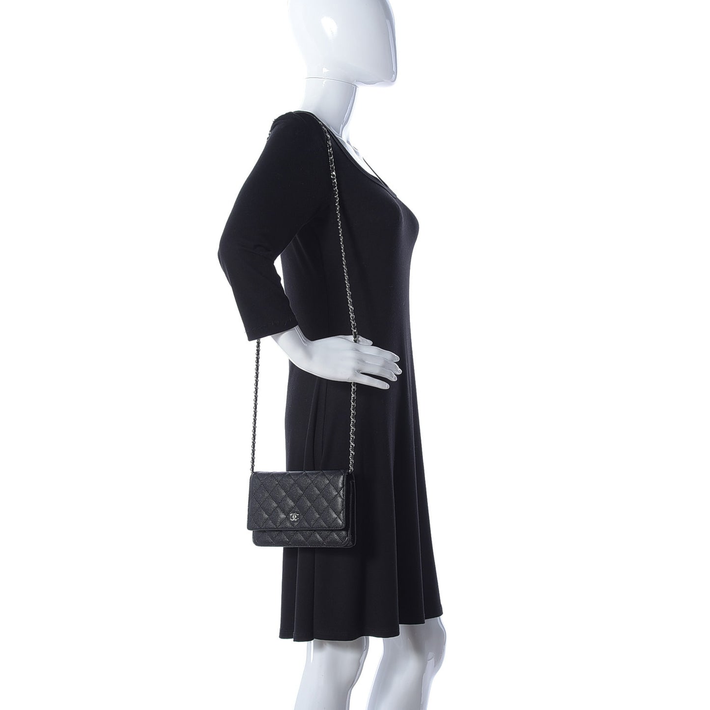 Caviar Quilted Wallet On Chain WOC Black