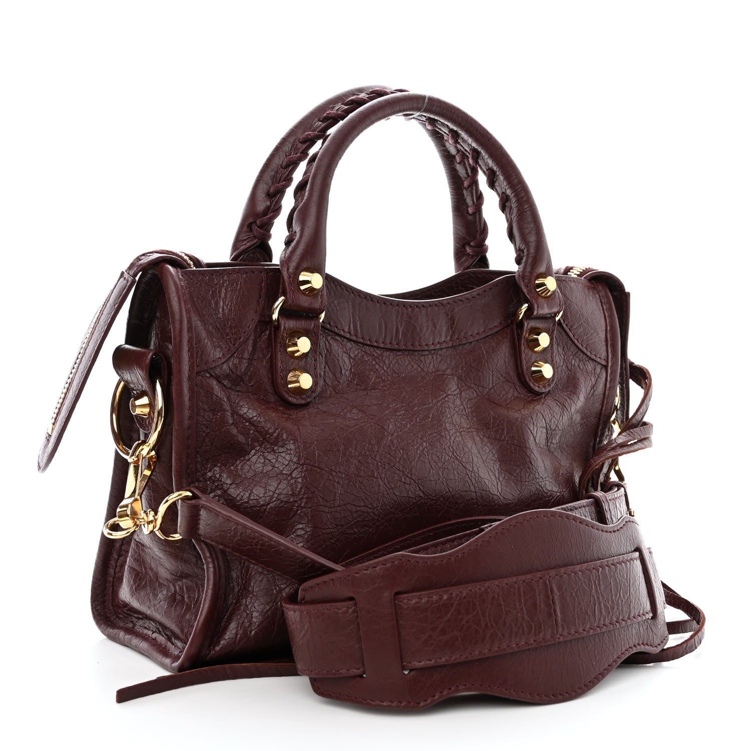 Balenciaga Agneau Classic Gold Hardware Mini City Burgundy 3 of 10