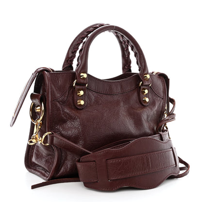 Balenciaga Agneau Classic Gold Hardware Mini City Burgundy 3 of 10