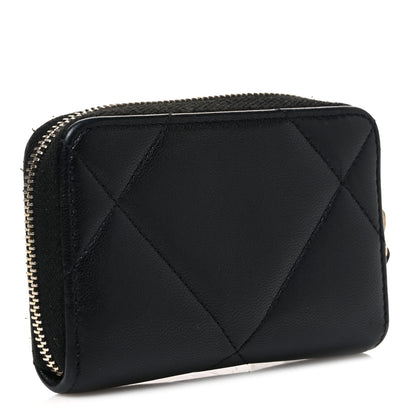 Chanel Lambskin Quilted Chanel 19 Zip Around Coin Purse Wallet Black 3 of 8