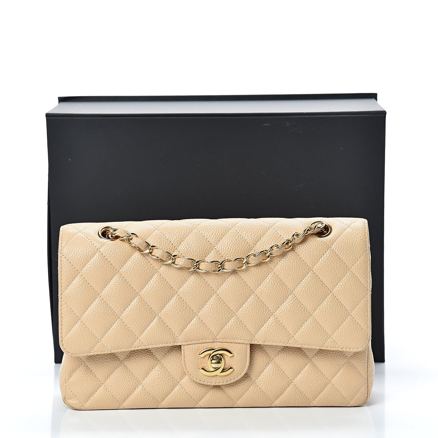 Chanel Caviar Quilted Medium Double Flap Beige 20 of 20