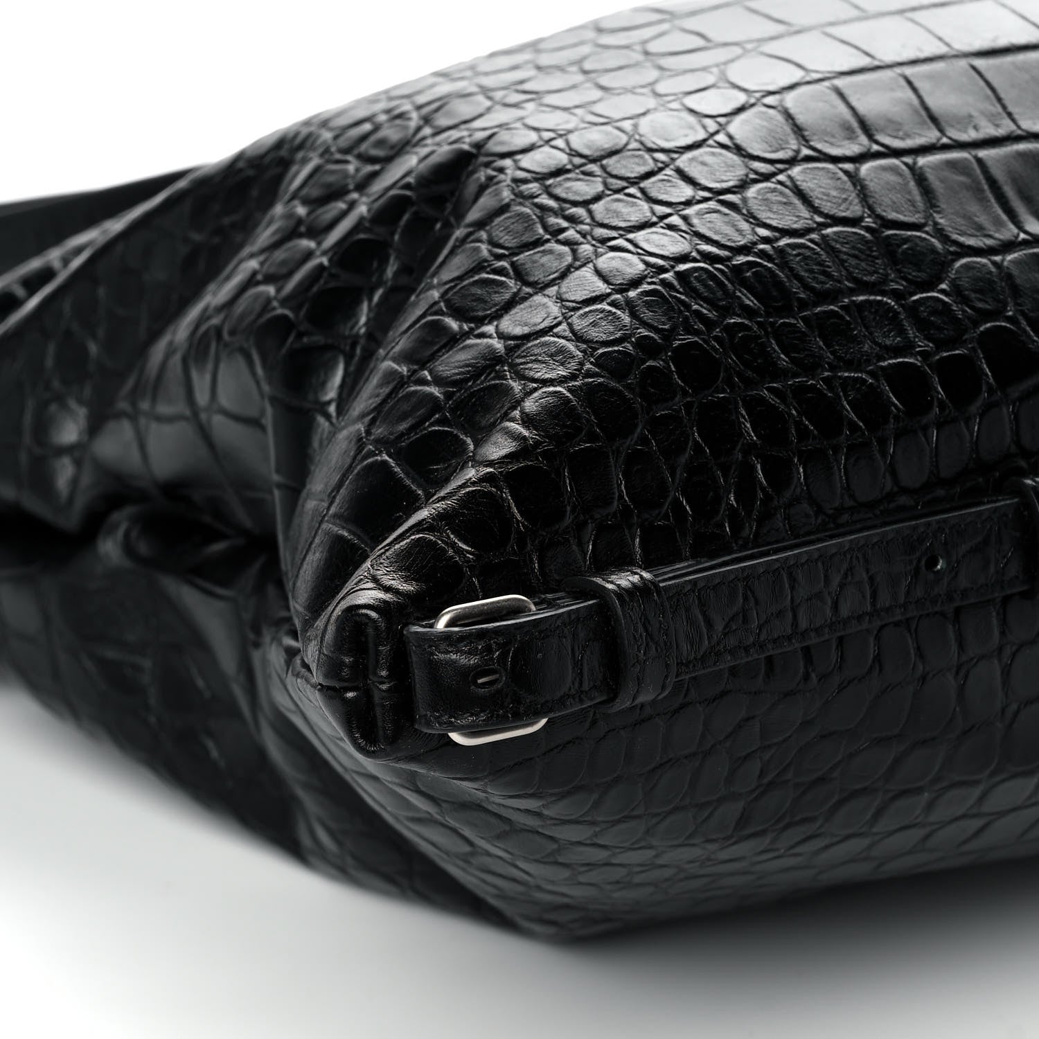 Saint Laurent Calfskin Crocodile Embossed Large Convertible ID Bag Black 5 of 11
