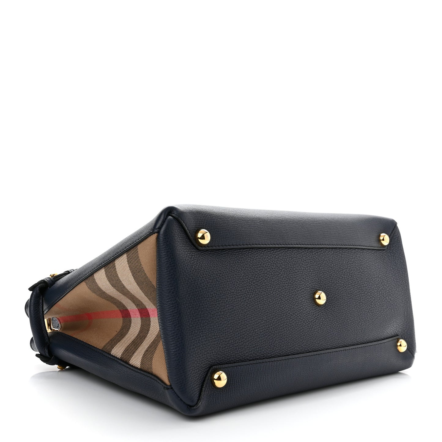 Derby Calfskin House Check Medium Banner Tote Ink Blue