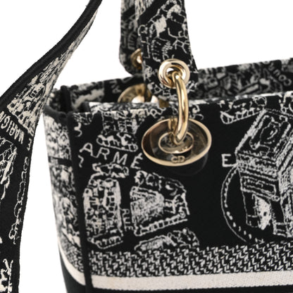 Christian Dior Canvas Embroidered Medium Plan de Paris Lady D-Lite Black White 11 of 13