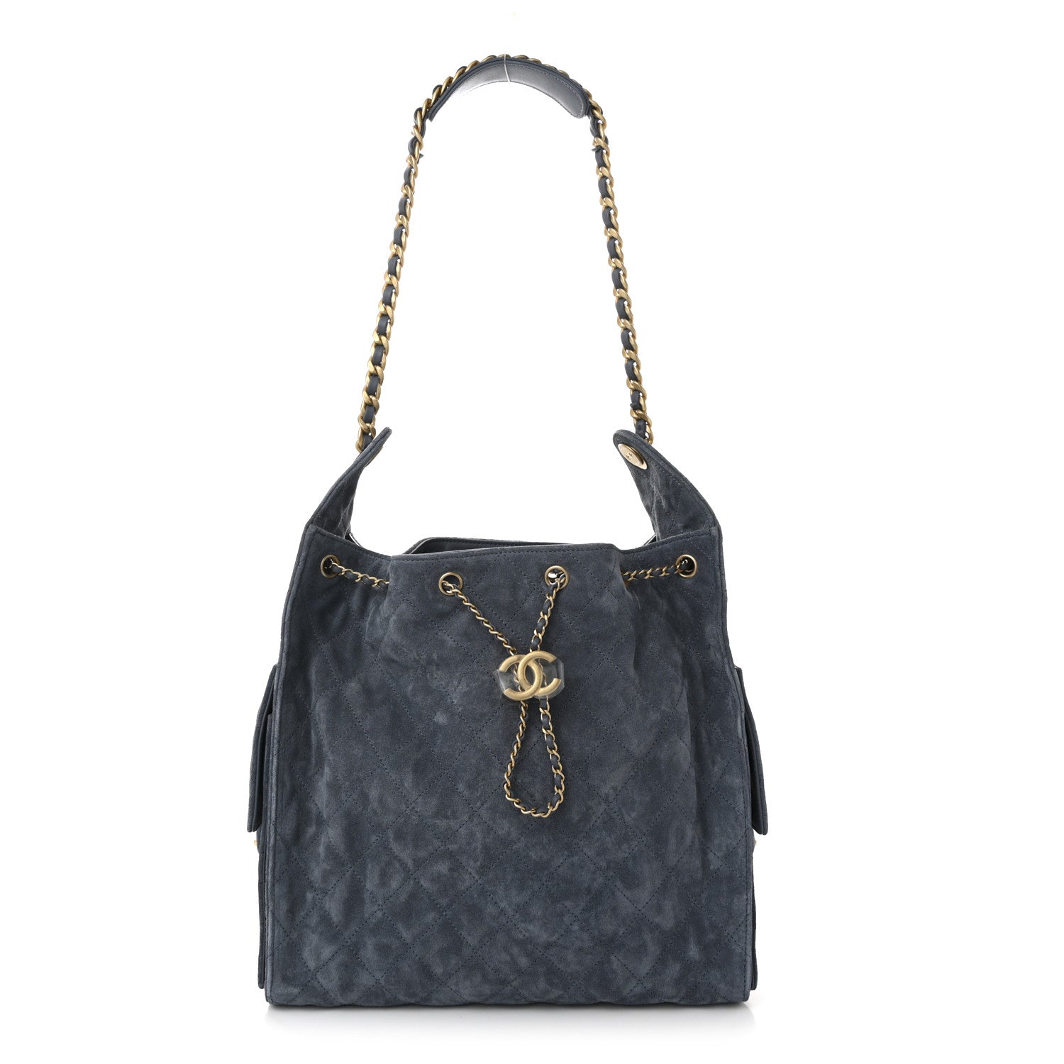 Chanel Suede Quilted Medium Chanel 25 Handbag Blue 1 of 12