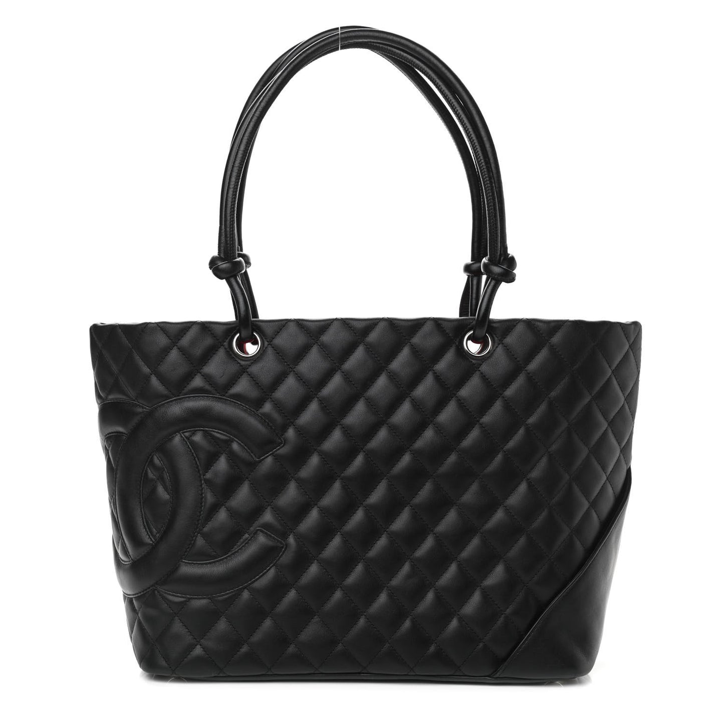 Calfskin Quilted Large Cambon Tote Black
