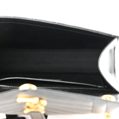 Saint Laurent Grain De Poudre Textured Mixed Matelasse Triquilt Medium Monogram Satchel Black 5 of 13