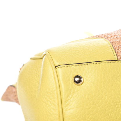 Gucci Calfskin Straw Large Bamboo Shopper Tote Citrus 5 of 13