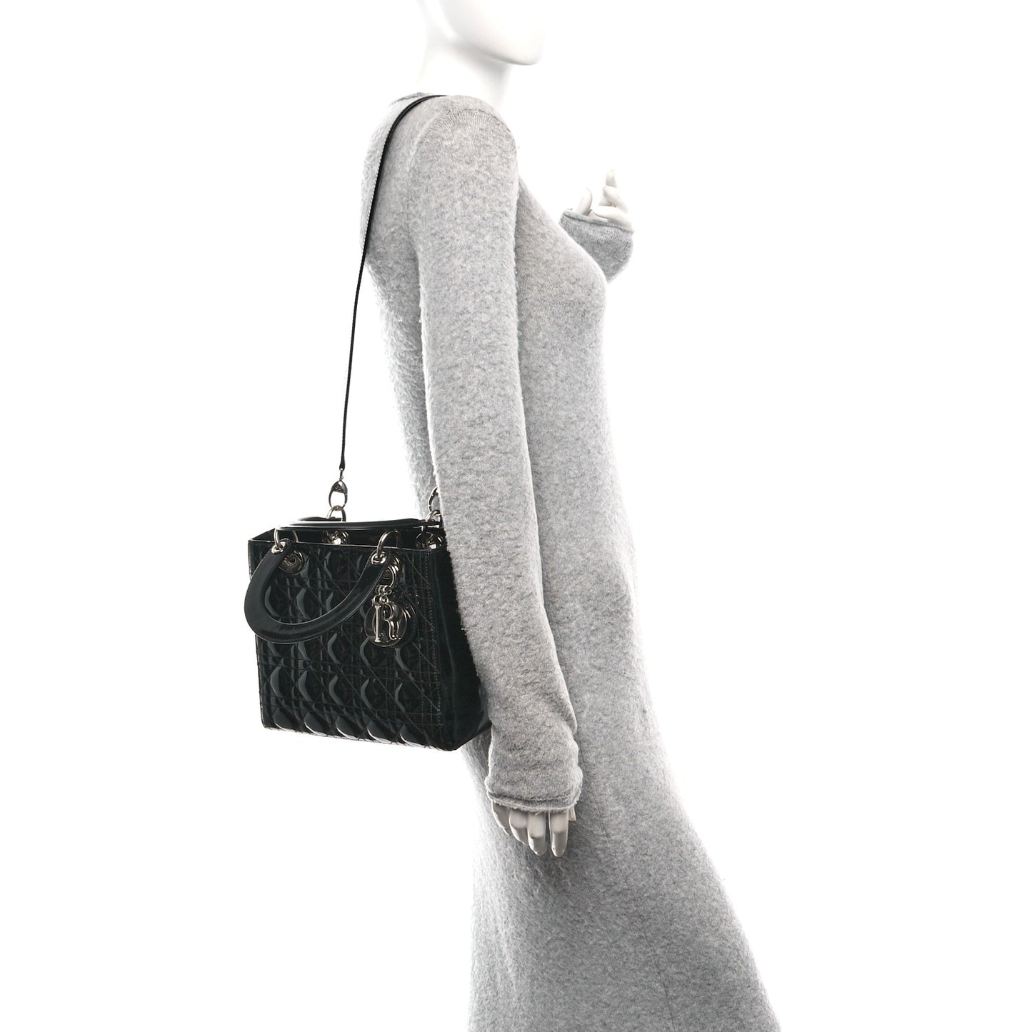 Patent Cannage Medium Lady Dior Black