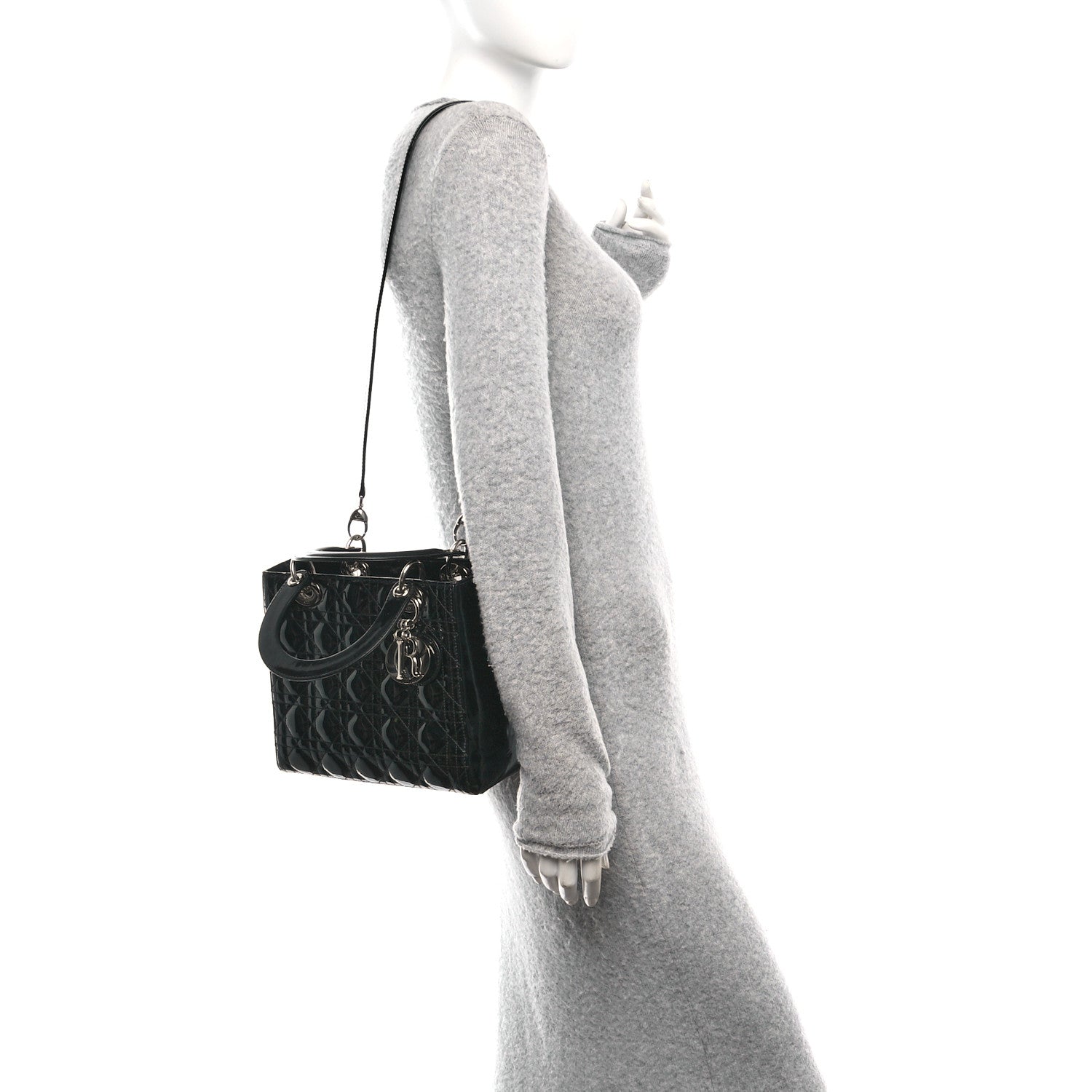 Christian Dior Patent Cannage Medium Lady Dior Black 2 of 11