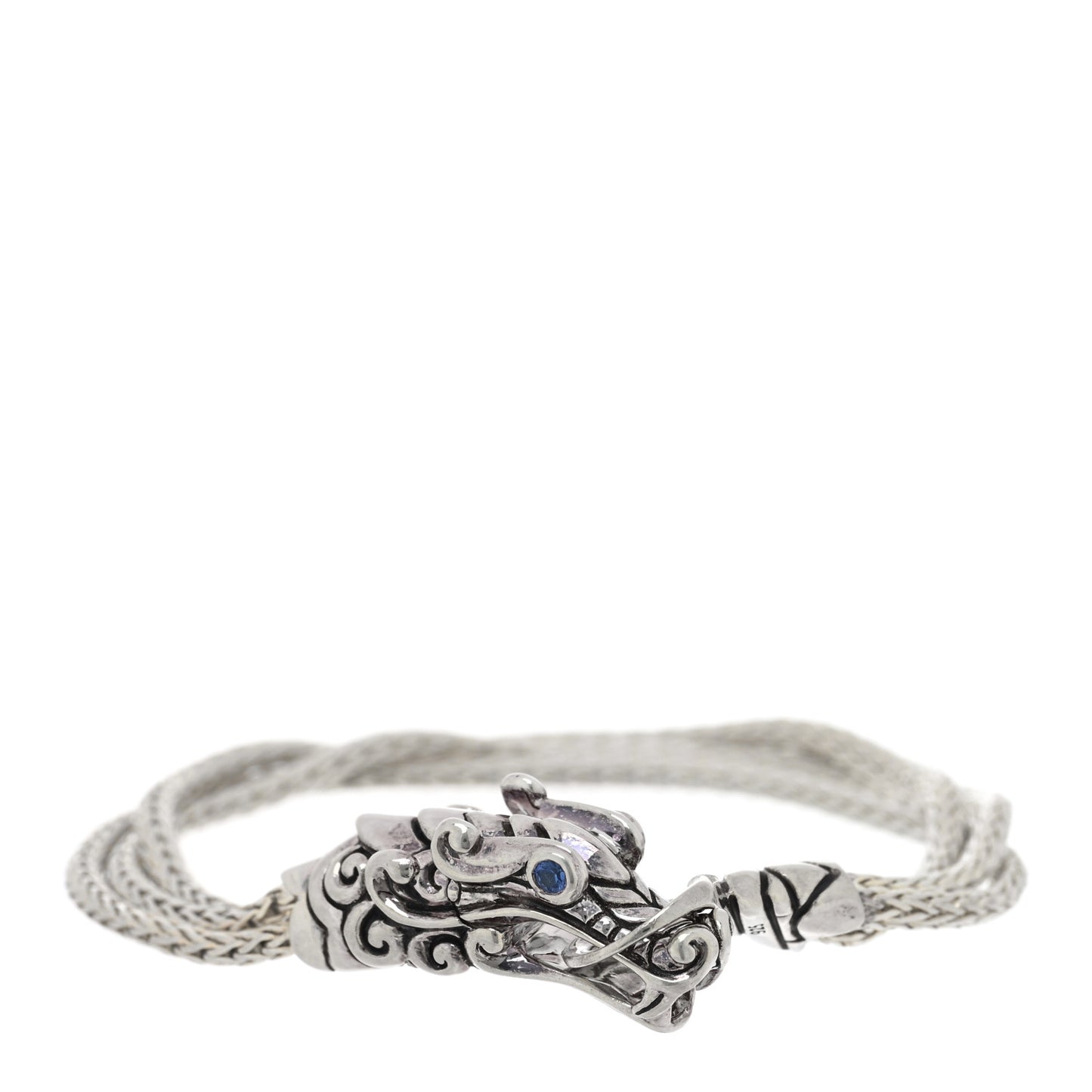 Sterling Silver Blue Sapphire Naga Dragon Multi Strand Bracelet