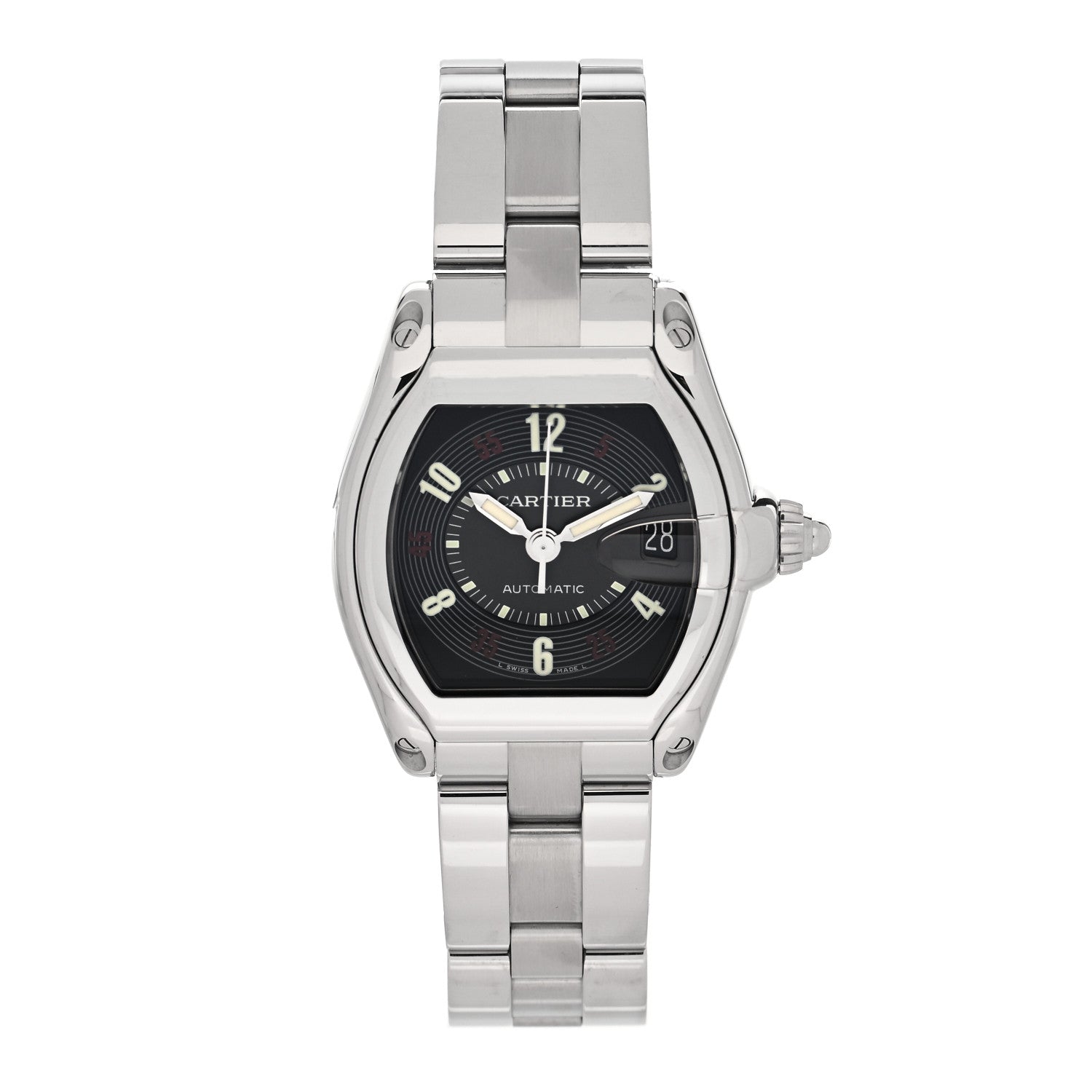 Cartier Stainless Steel 37mm Roadster Automatic Watch Black 1 of 5