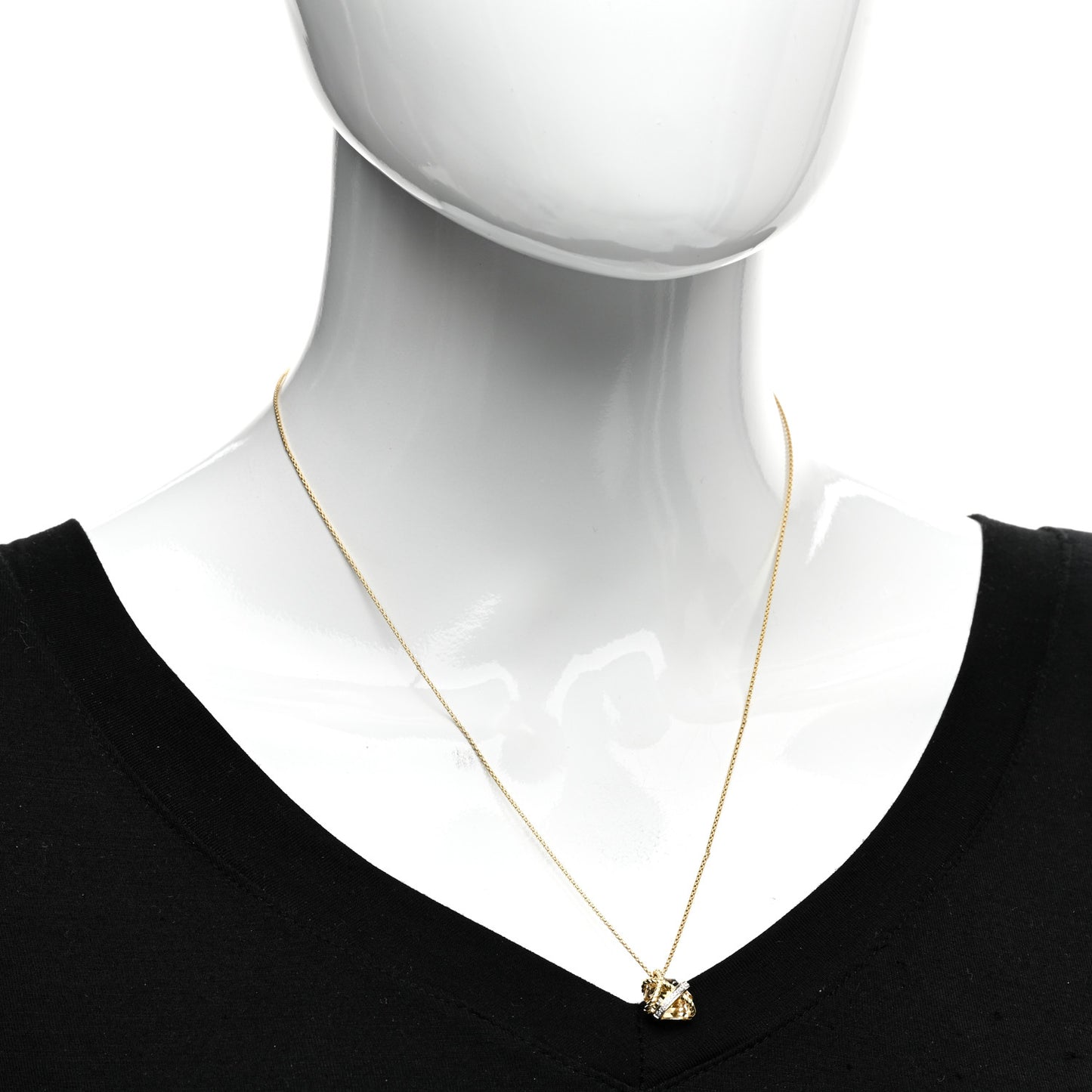 18K Yellow White Gold Diamond Champagne Citrine 10mm Cable Wrap Necklace