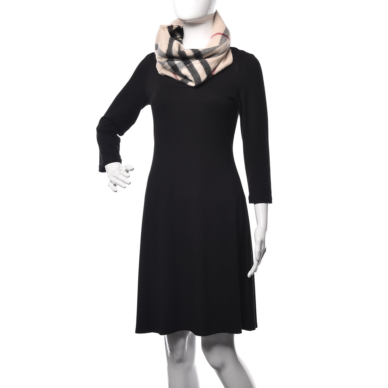 Burberry Cashmere Check Snood Scarf Ivory 2 of 5