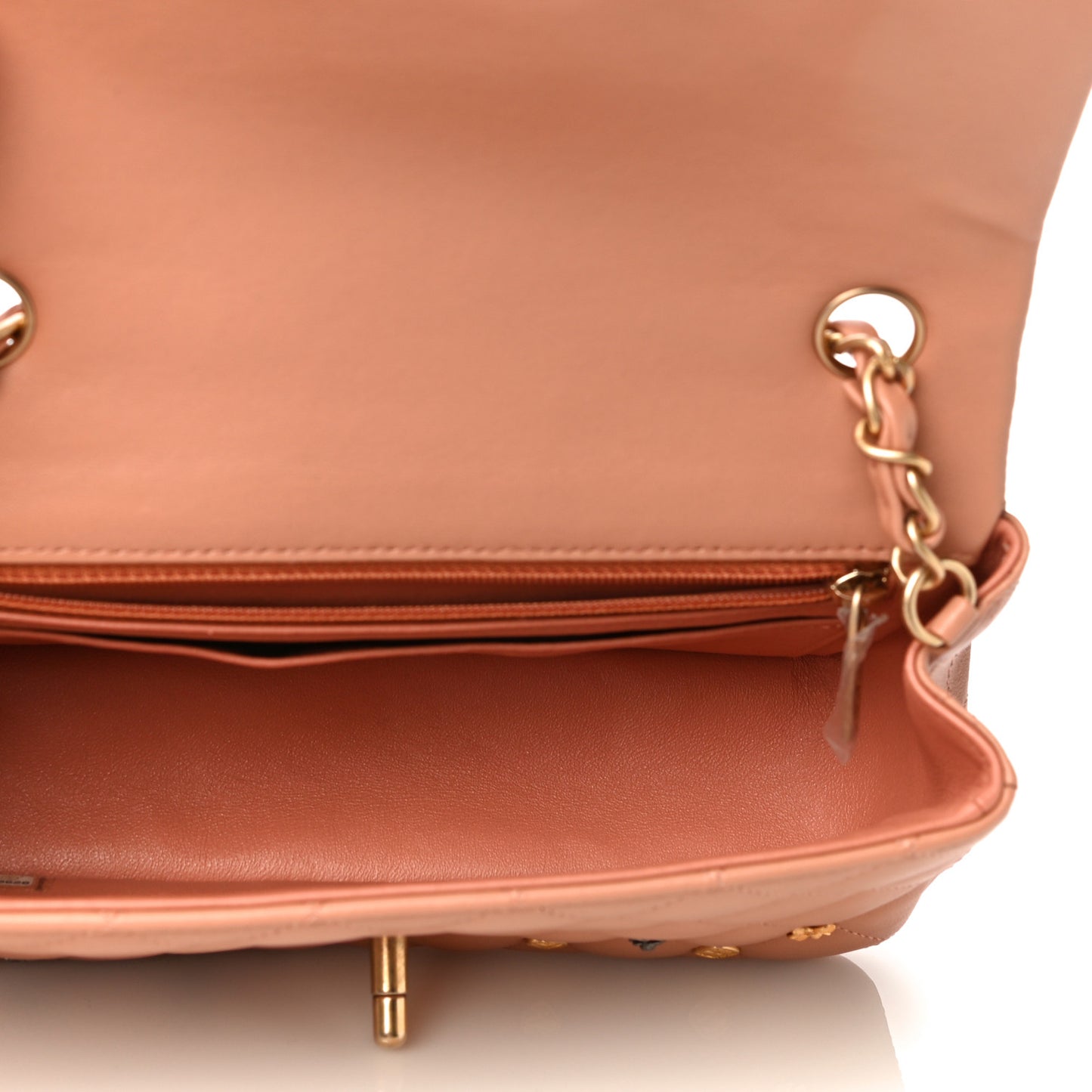 Lambskin Quilted Studded Mini Rectangular Flap Beige