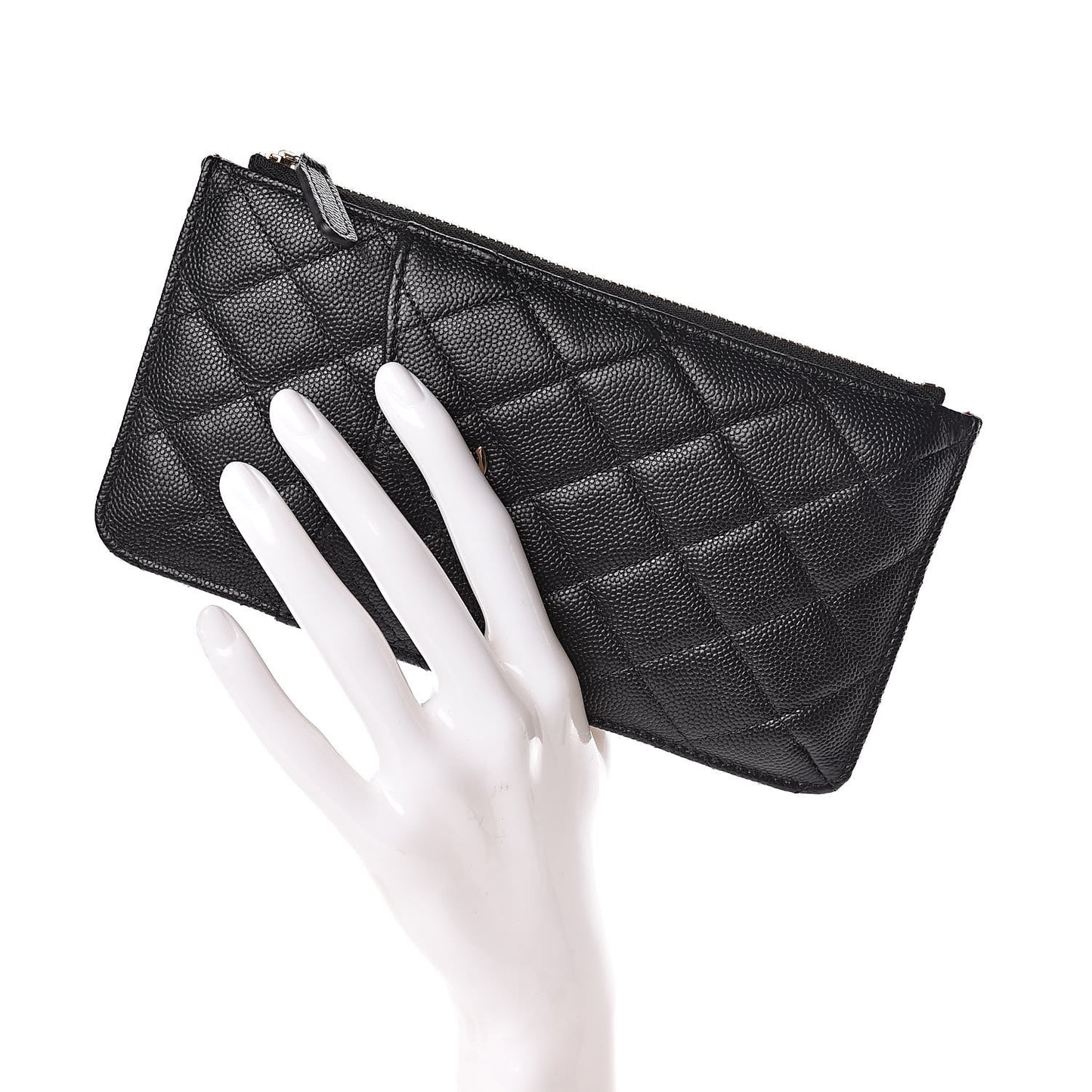 Caviar Quilted Classic Flat Wallet Pouch Black