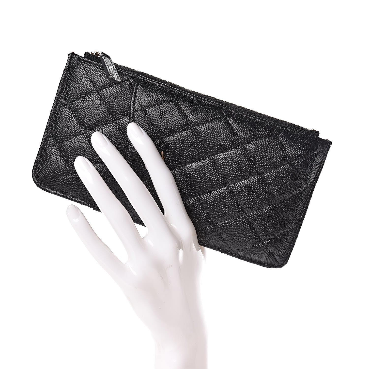 Chanel Caviar Quilted Classic Flat Wallet Pouch Black 2 of 8