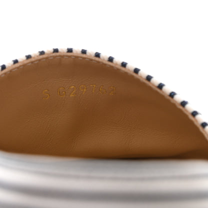 Chanel Canvas Striped Patent CC Espadrilles 37 Ivory Navy White 9 of 11
