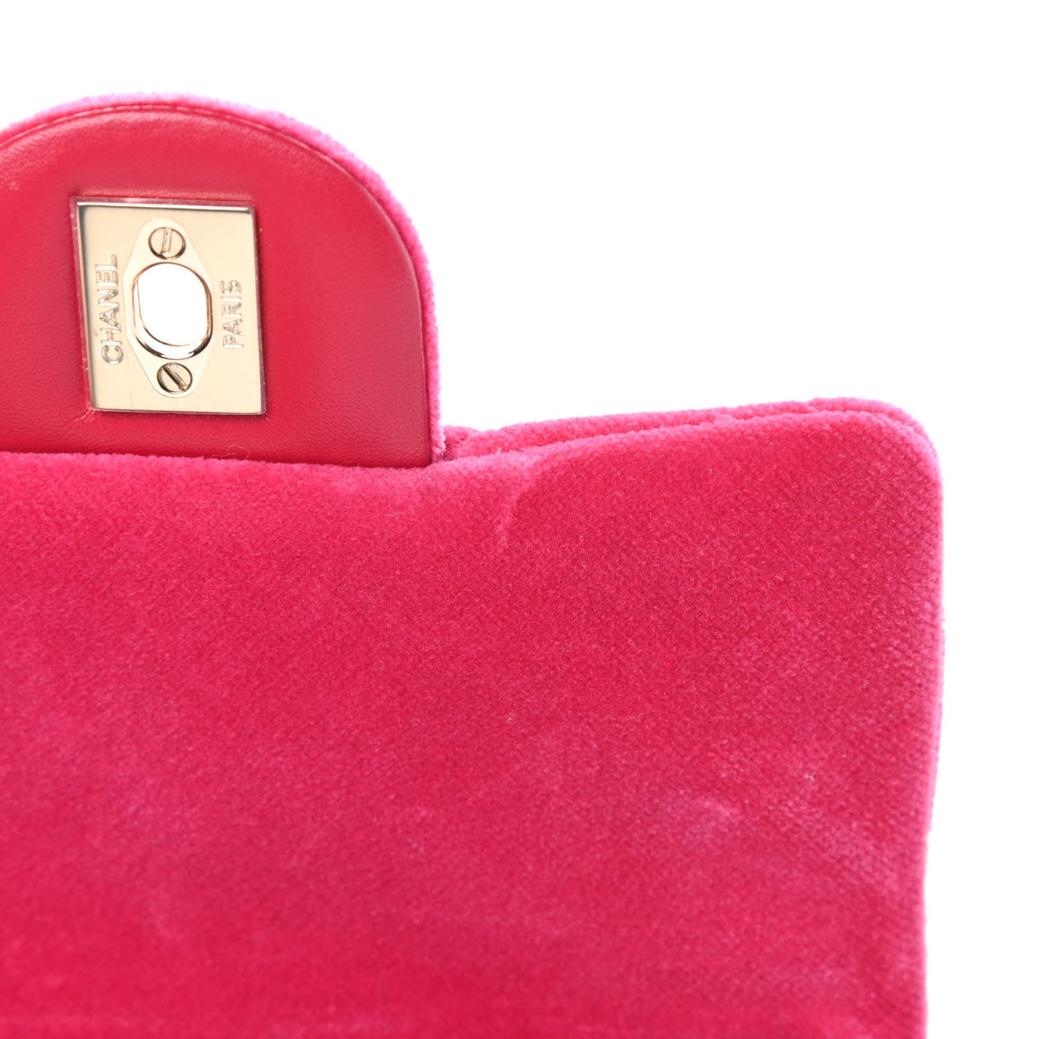 Chanel Velvet Quilted Mini Square Pearl Crush Flap Fuchsia 11 of 13