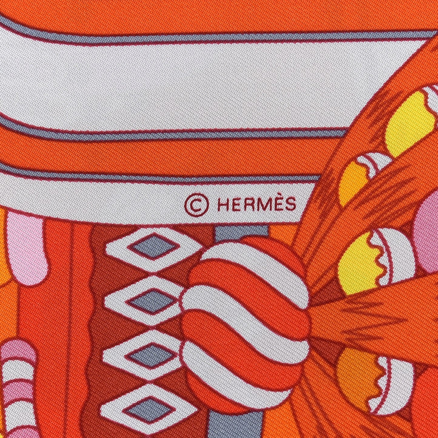 Silk La Patisserie Francaise Scarf 90 Orange Rose Gris
