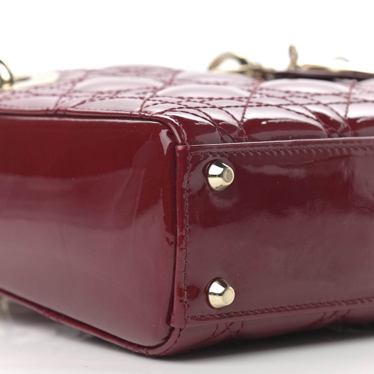 Patent Cannage Mini Lady Dior Red