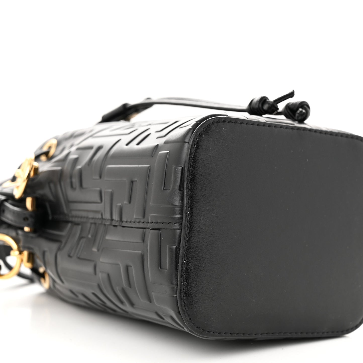 Vitello Liberty F is Fendi FF 1974 Embossed Mini Mon Tresor Bucket Bag Black