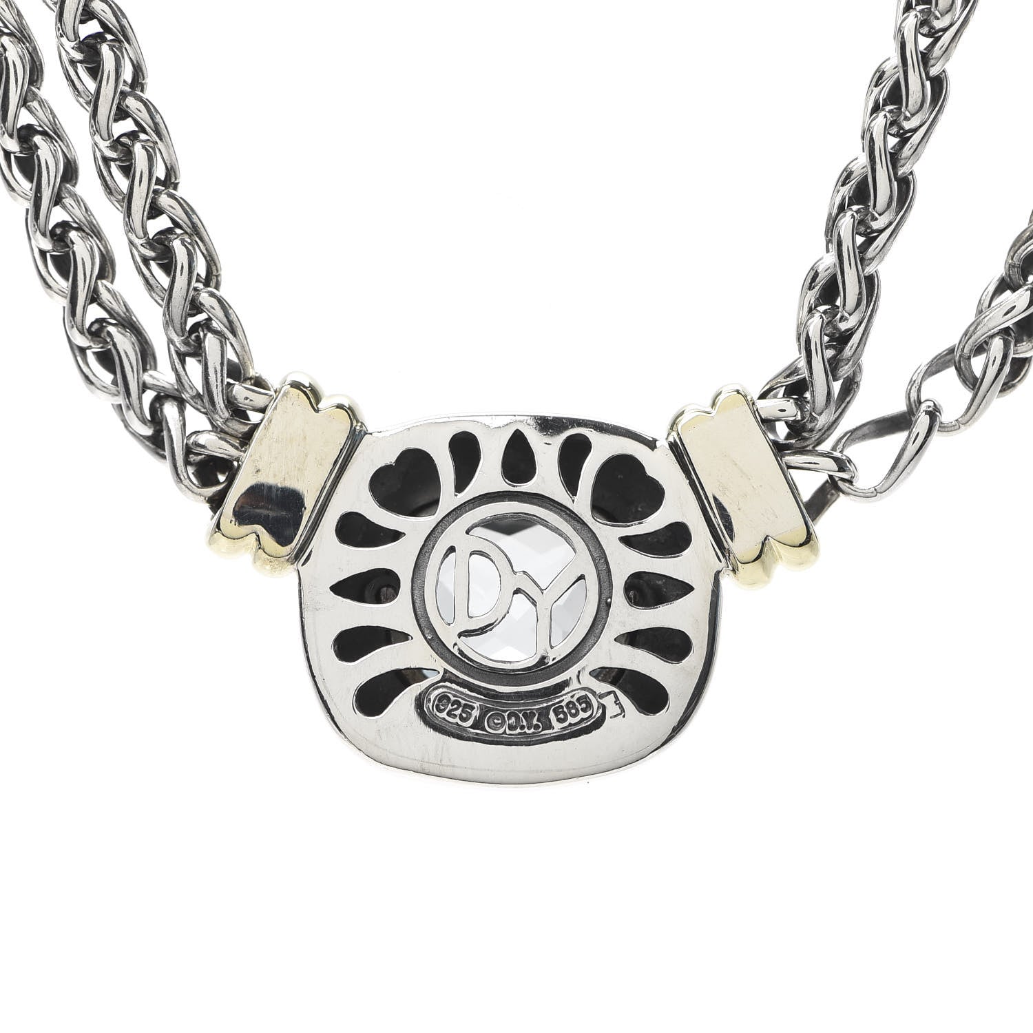 David Yurman Sterling Silver 14K Yellow Gold Blue Topaz Double Wheat Chain Necklace 4 of 4