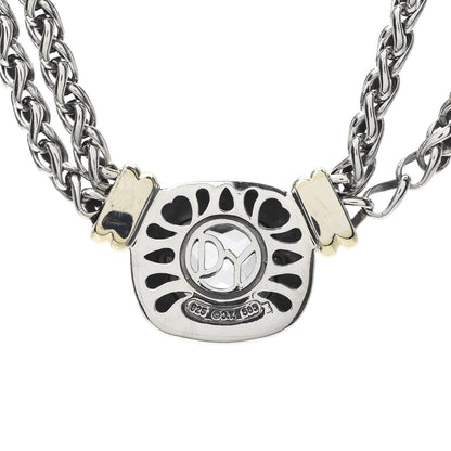 David Yurman Sterling Silver 14K Yellow Gold Blue Topaz Double Wheat Chain Necklace 4 of 4
