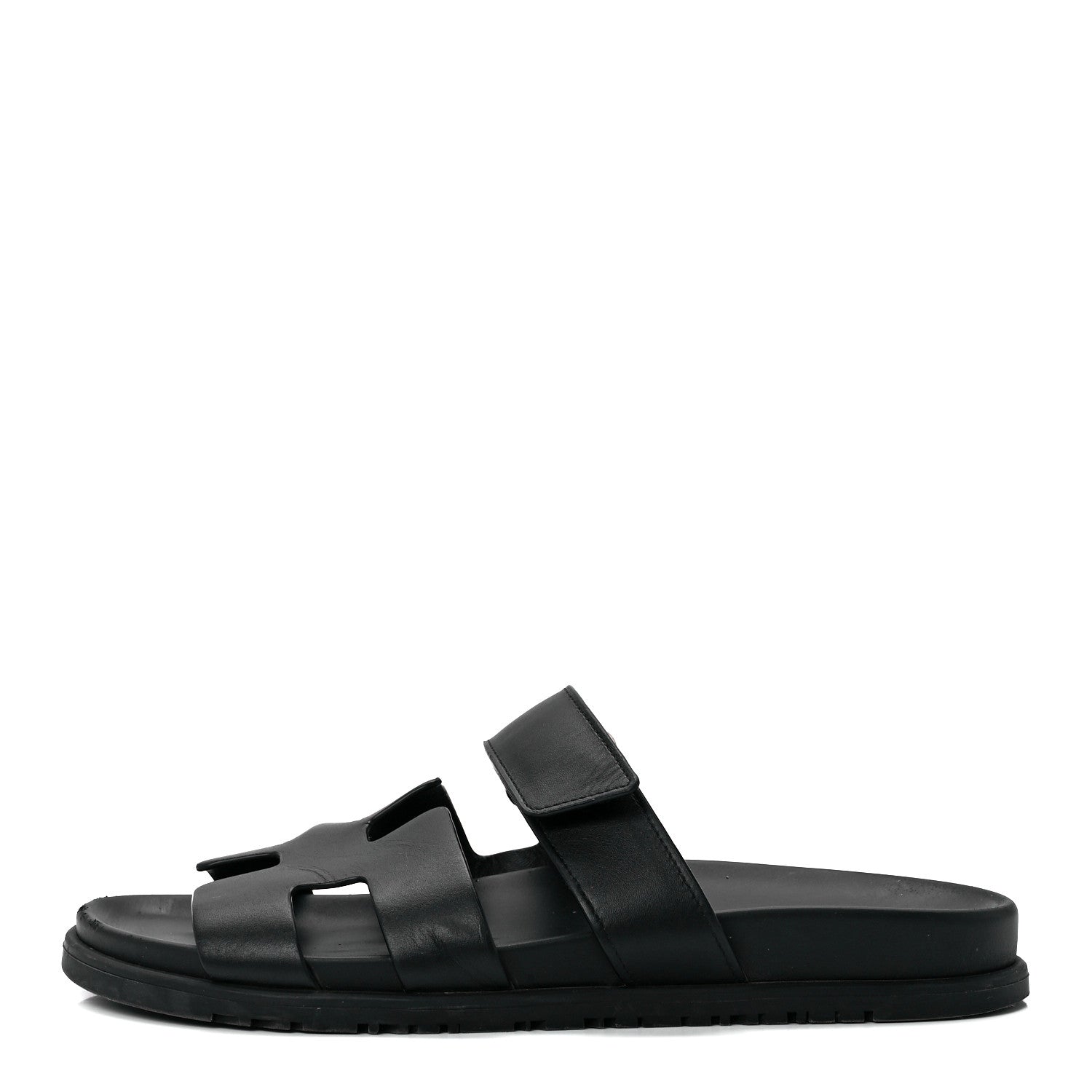 Hermes Calfskin Womens Chypre Sandals 40.5 Black 1 of 17