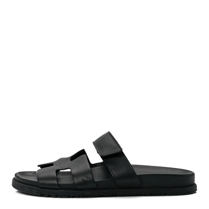 Hermes Calfskin Womens Chypre Sandals 40.5 Black 1 of 17