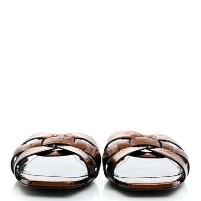 Saint Laurent Metallic Snakeskin Tribute 05 Slide Sandals 37.5 Kanyon Bronze 2 of 9
