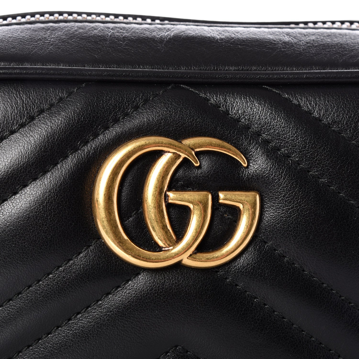 Gucci Calfskin Matelasse Mini GG Marmont Chain Shoulder Bag Black 10 of 10