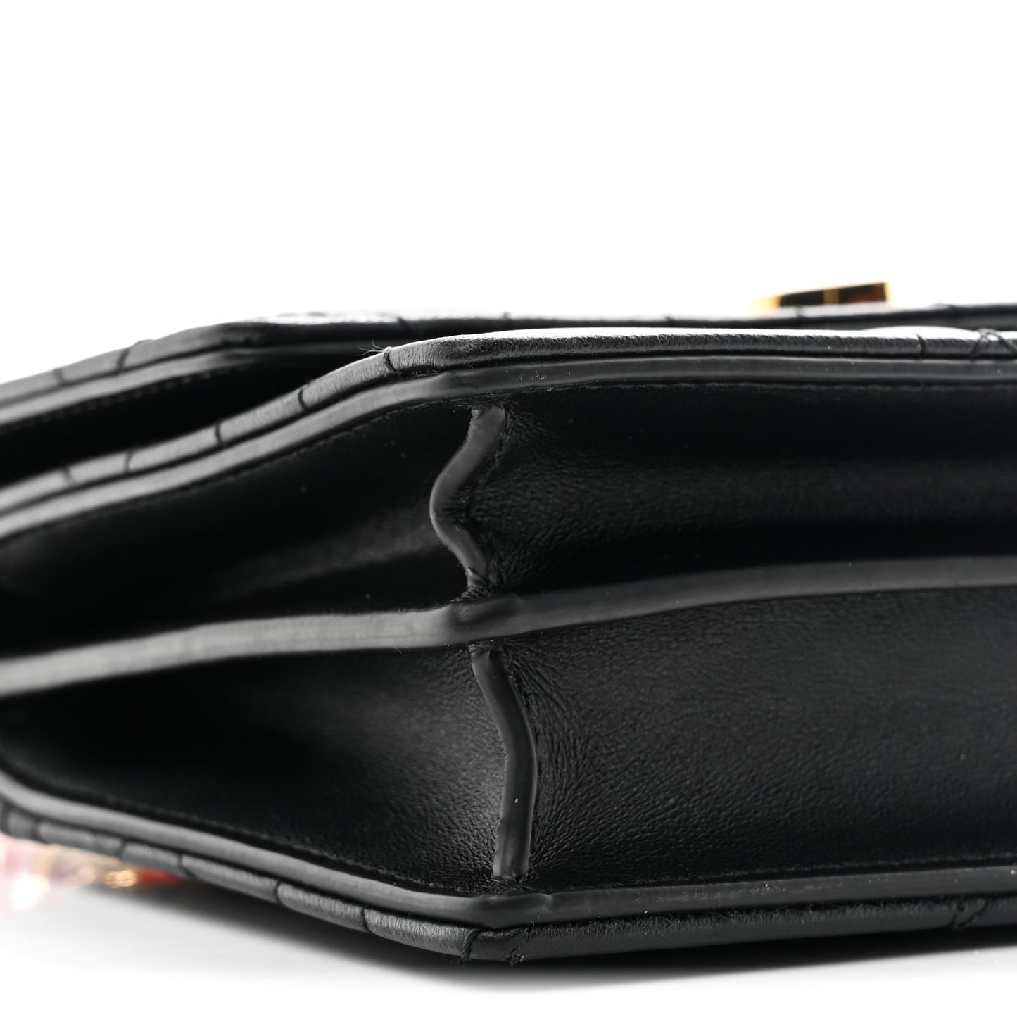 Lambskin Enamel Macrocannage Dioramour Mini Miss Caro Bag Black Red