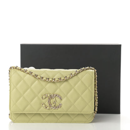 Chanel Caviar Quilted French New Wave Chain CC Wallet On Chain WOC Light Green 12 of 12