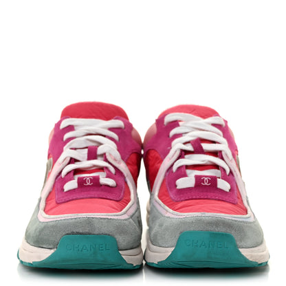 Chanel Nylon Calfskin Suede Womens CC Sneakers 39 Fuchisa Pink 2 of 9
