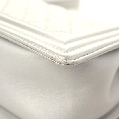 Chanel Metallic Caviar Quilted Medium Boy Flap Silver 10 of 15