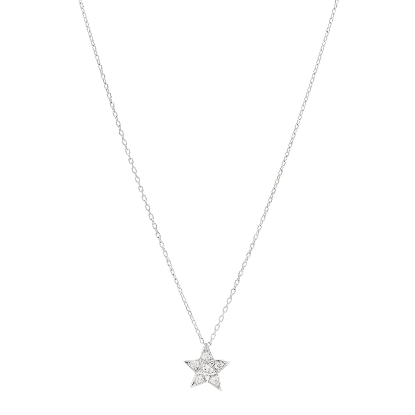 18K White Gold Diamond Small Comete Geode Pendant Necklace