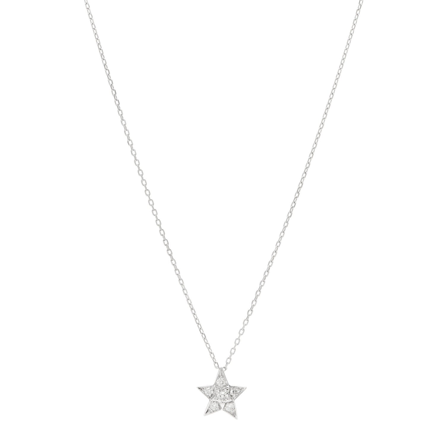 Chanel 18K White Gold Diamond Small Comete Geode Pendant Necklace 1 of 4