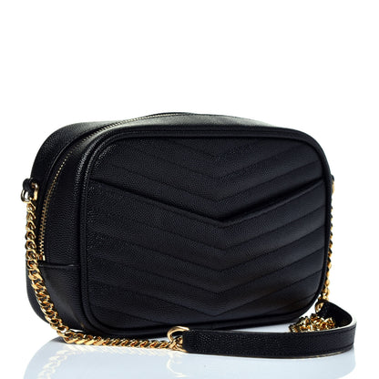 Saint Laurent Grain De Poudre Matelasse Monogram Mini Lou Camera Bag Black 3 of 9