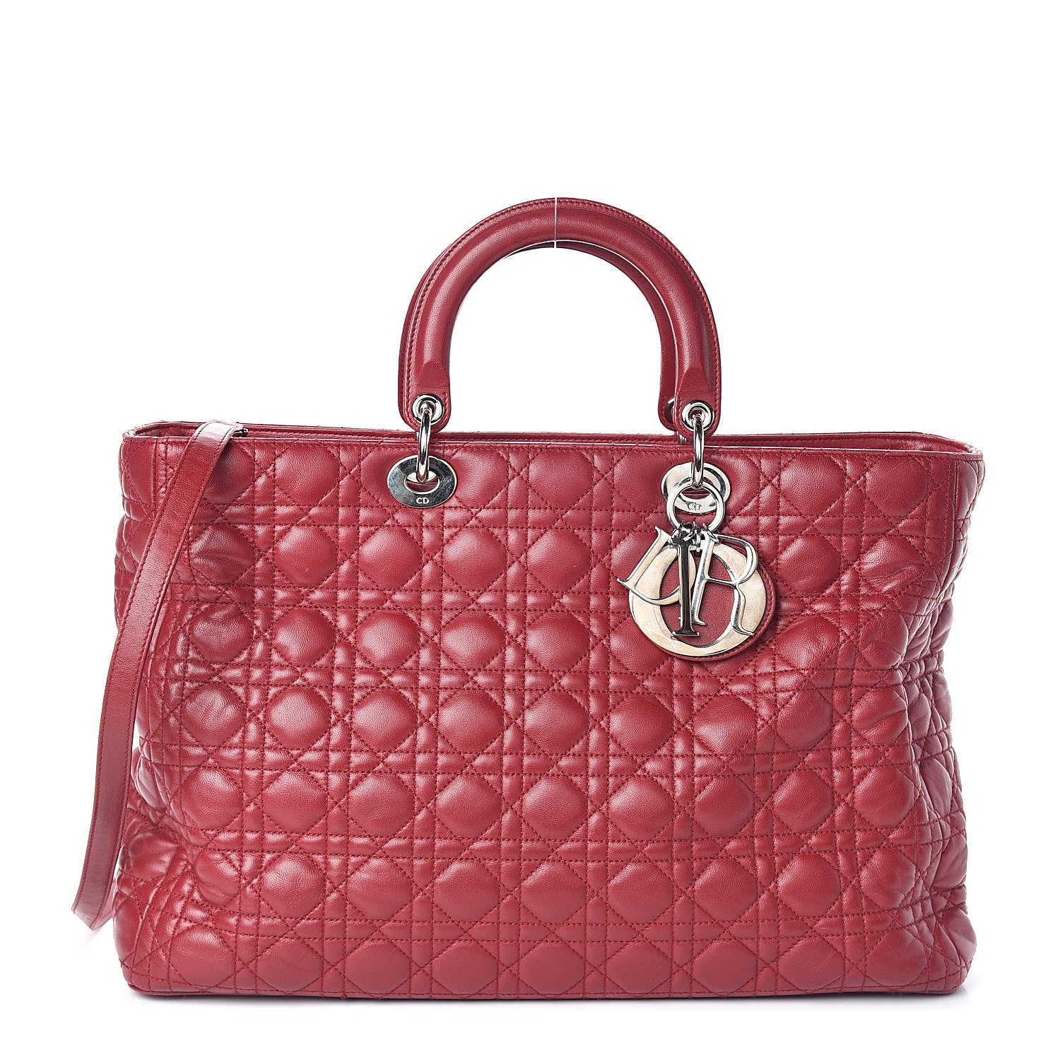 Christian Dior Lambskin Cannage Large Lady Dior Red 1 of 12