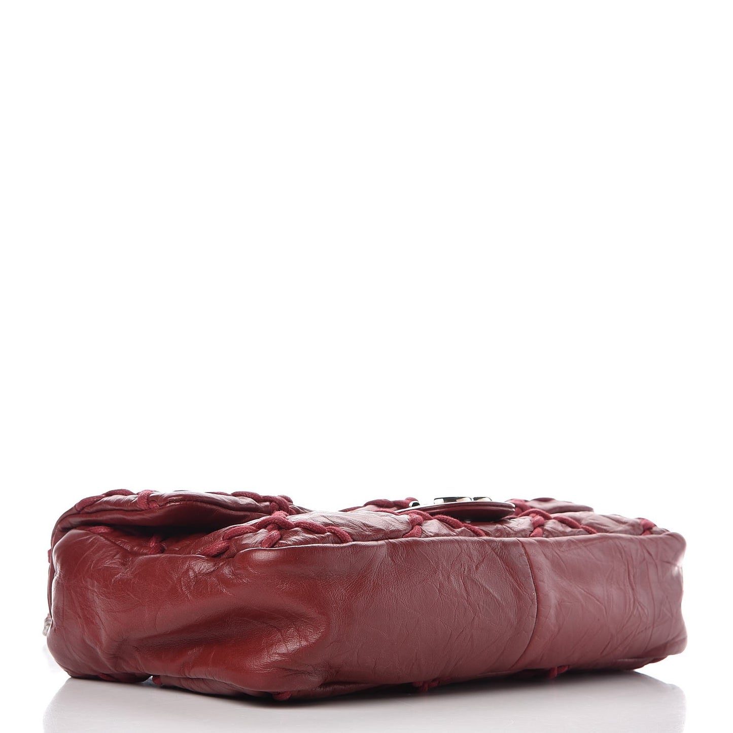 Calfskin Medium Ultra Stitch Flap Dark Red
