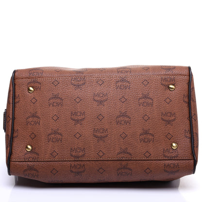 MCM Visetos Boston Bag Brown Black 8 of 12